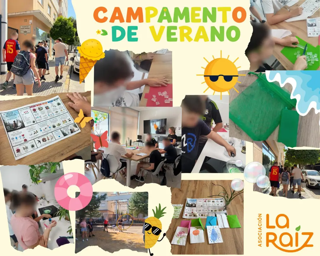 Collage de actividades del Campamento de Verano en La Raíz