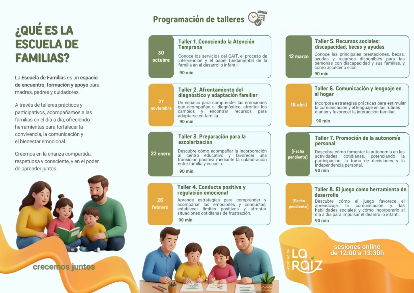 Programación de la Escuela de Familias 2026-2027 de Asociación La Raíz